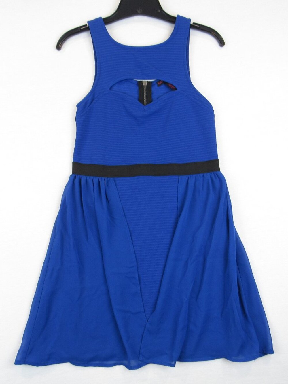 Material Girl Mini Dress Juniors Size M Chiffon Bodycon Blue Cutout Front